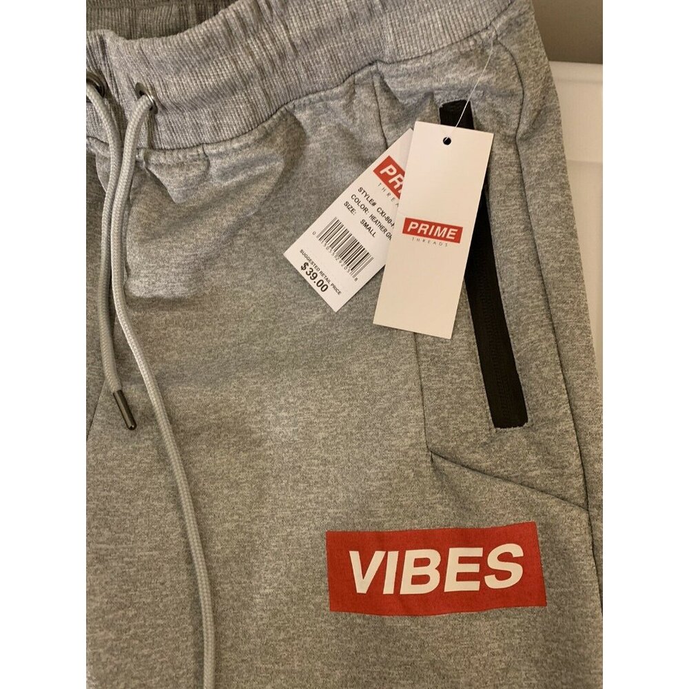 Prime Threads‎ Men’s Sz S Gray Vibes Jogger Pant